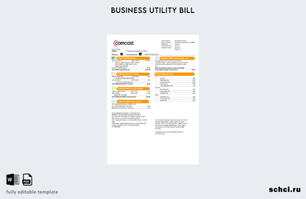 цифровая загрузка США, Юта Comcast, шаблон версии счета за коммунальные услуги д
